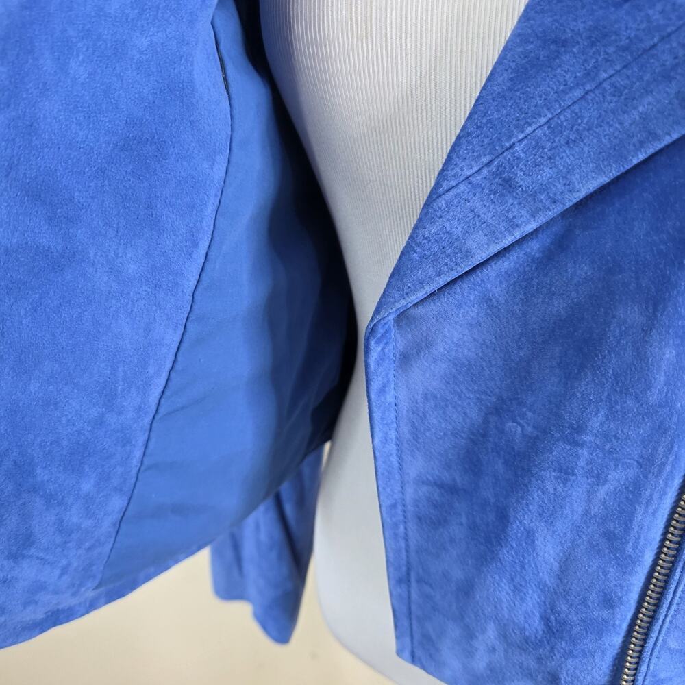 SL8 Jacket Womens Size Small Blue Leather Moto Asymmetrical Zip Biker Short - Picture 7 of 13